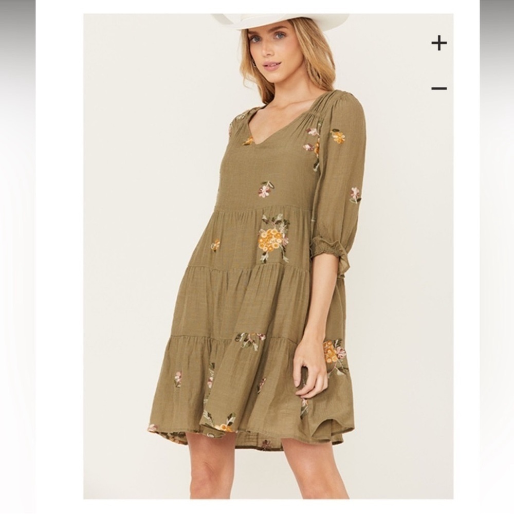 Floral Embroidered Tiered Dress